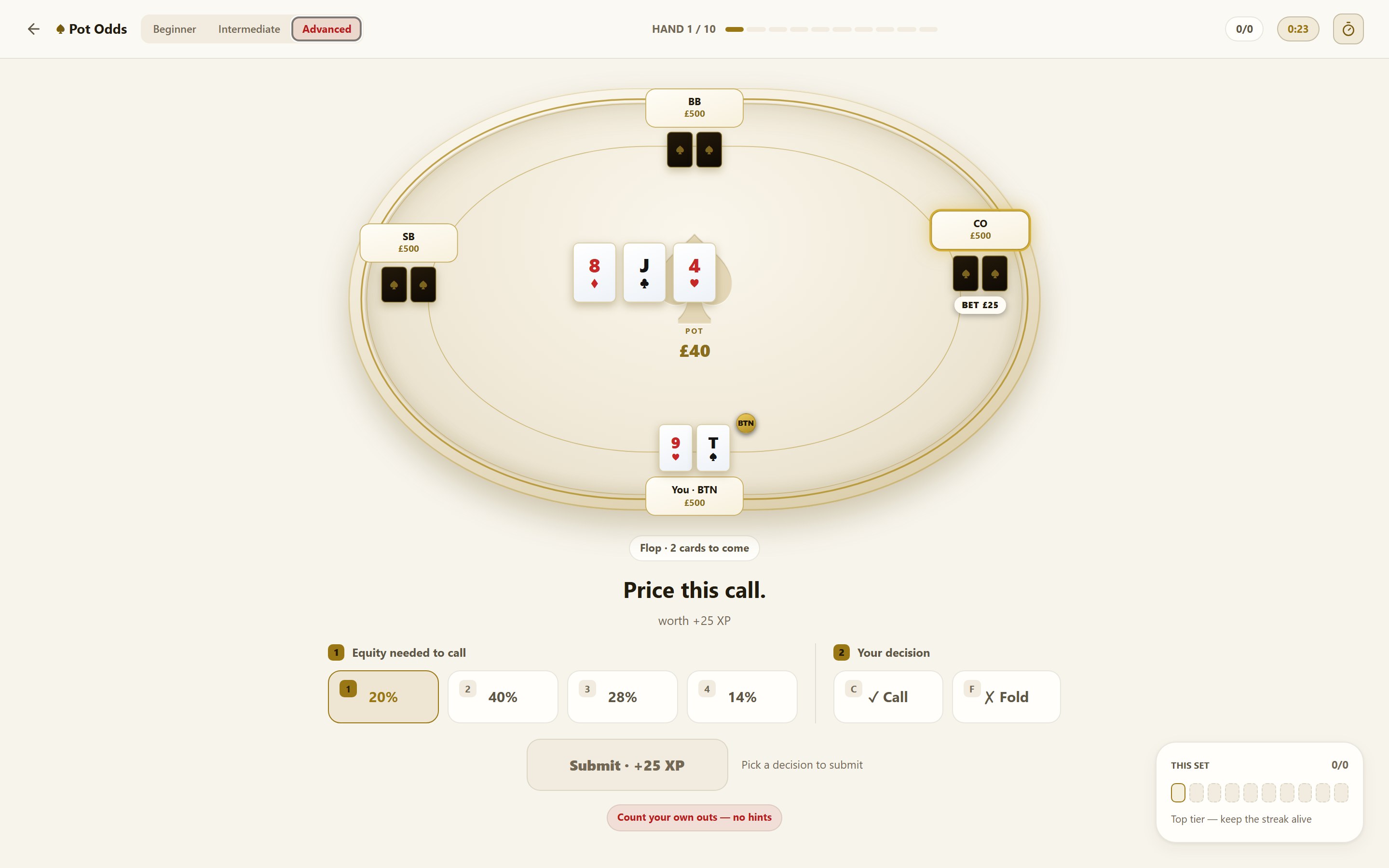 Pick the equity, make the decision. No hints on the top tier.