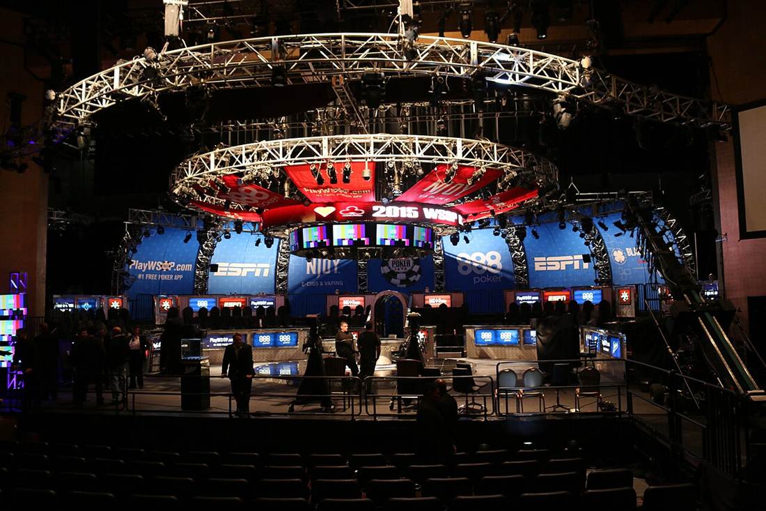The WSOP Main Event stage in Las Vegas